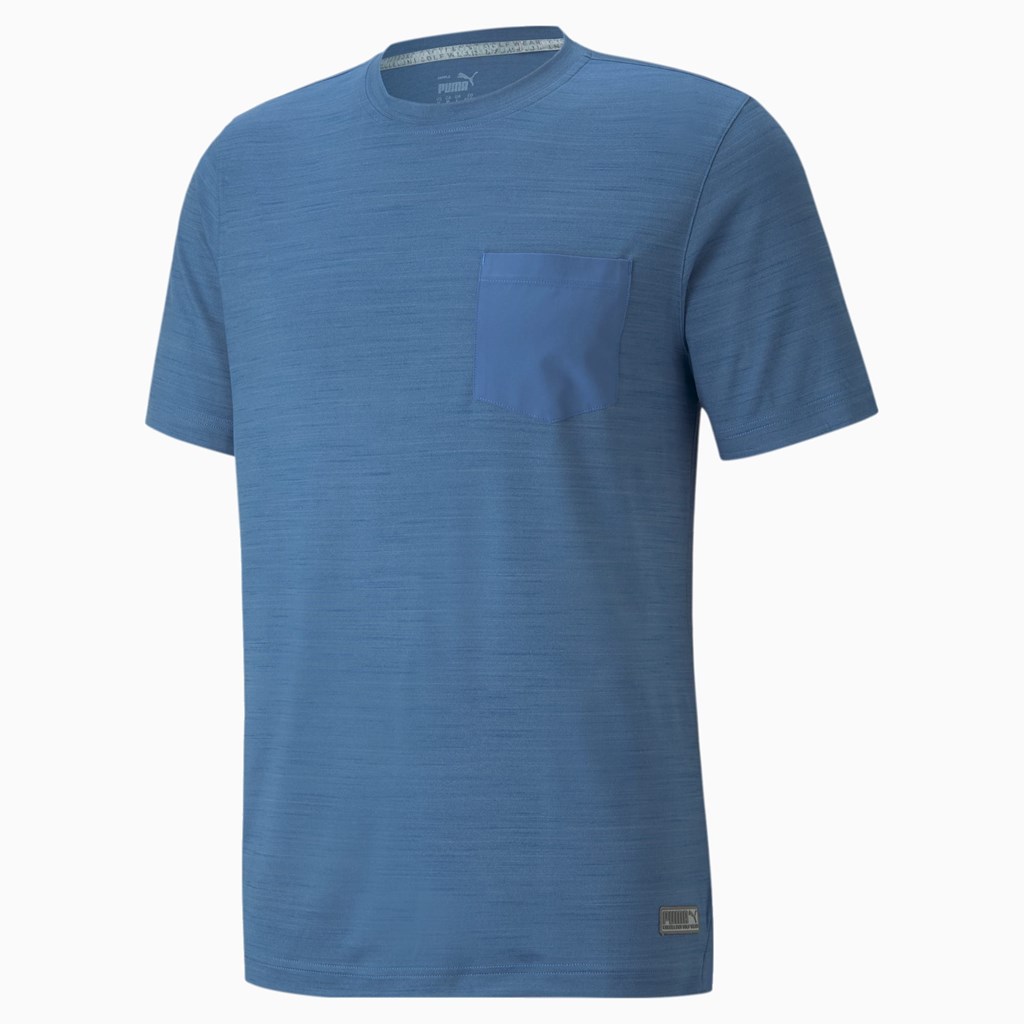 T Shirt Running Puma EGW CLOUDSPUN Pushcart Pocket Homme Bleu | 0163489-EG