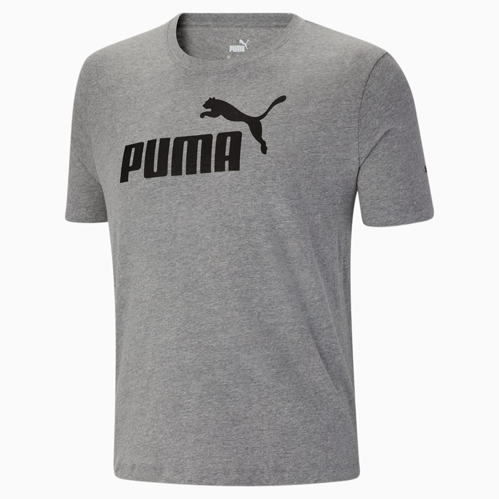 T Shirt Running Puma Essentials Logo BT Homme Medium Gray Heather | 1456039-UP