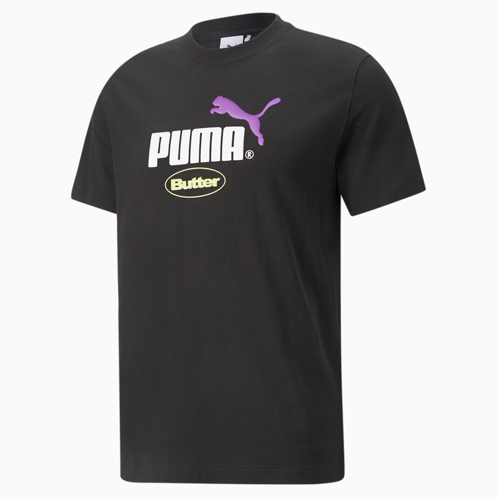 T Shirt Running Puma PUMA x BUTTER GOODS Graphic Homme Noir Vert | 2518637-FU