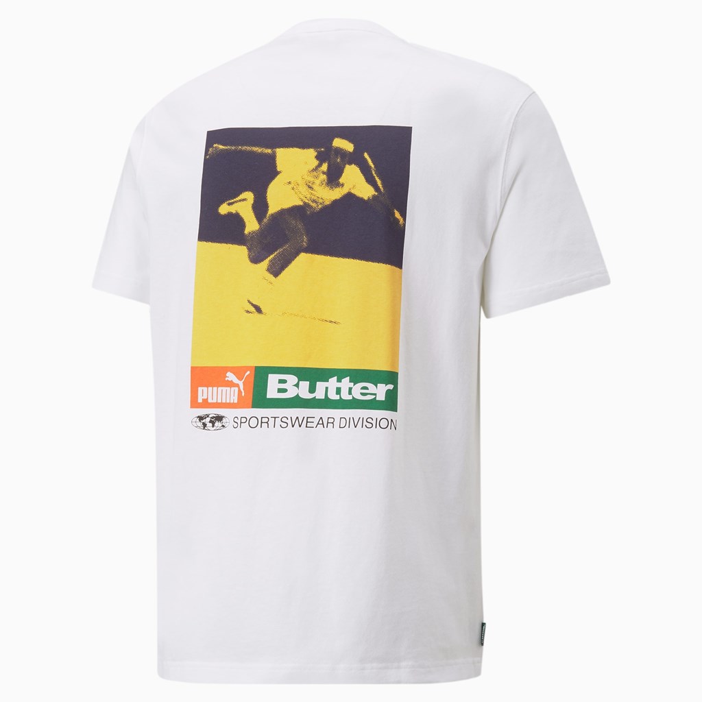 T Shirt Running Puma PUMA x BUTTER GOODS Graphic Tee Homme Blanche | 9864573-VQ