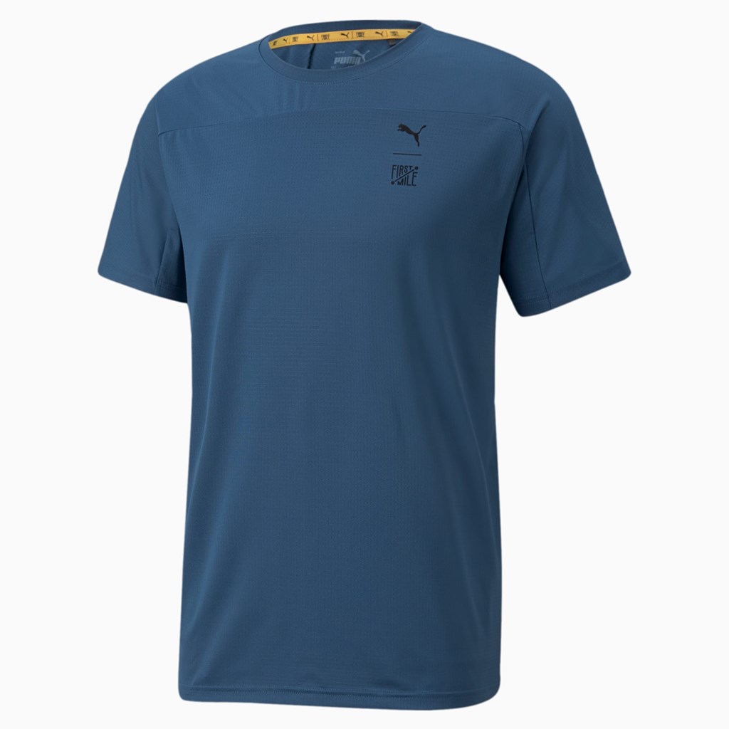 T Shirt Running Puma PUMA x FIRST MILE Course Homme Bleu | 7162594-KW