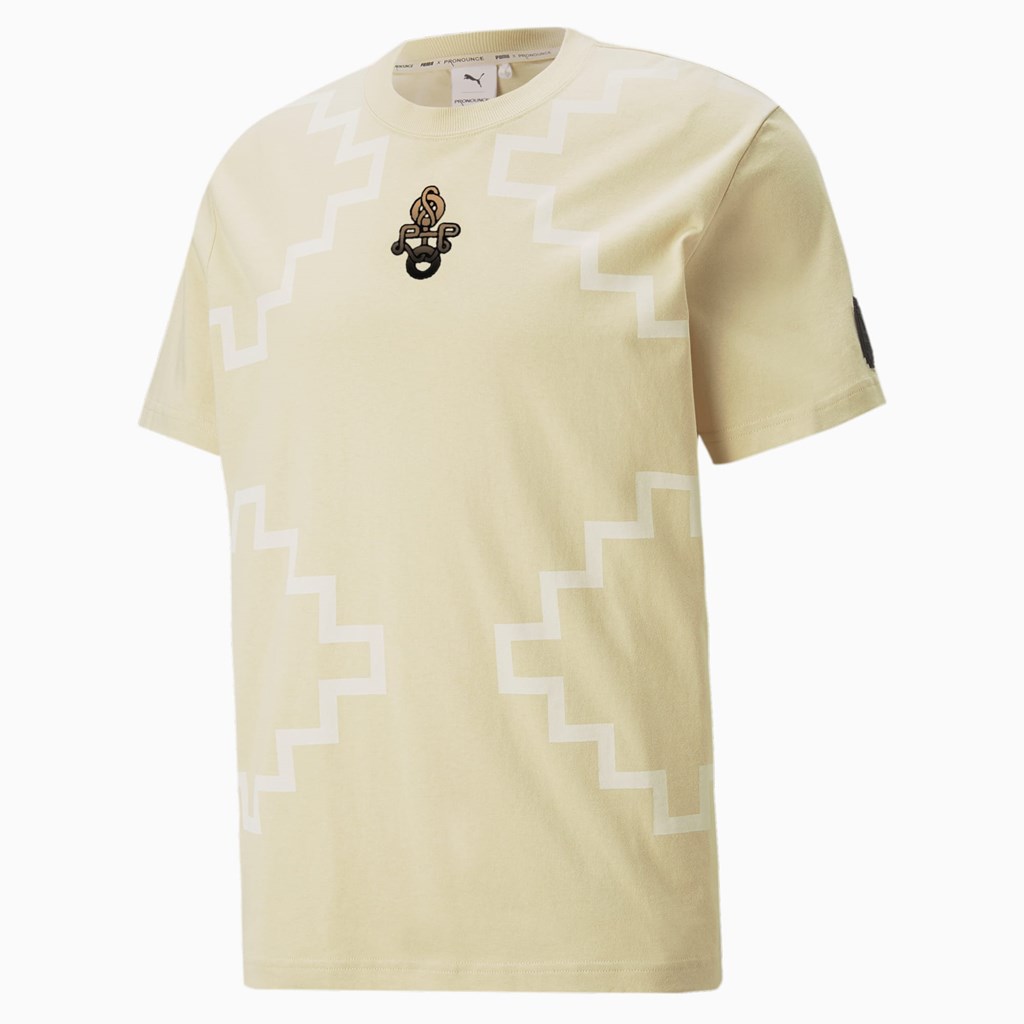 T Shirt Running Puma PUMA x PRONOUNCE Elevated Tee Homme Pebble | 7130962-IE