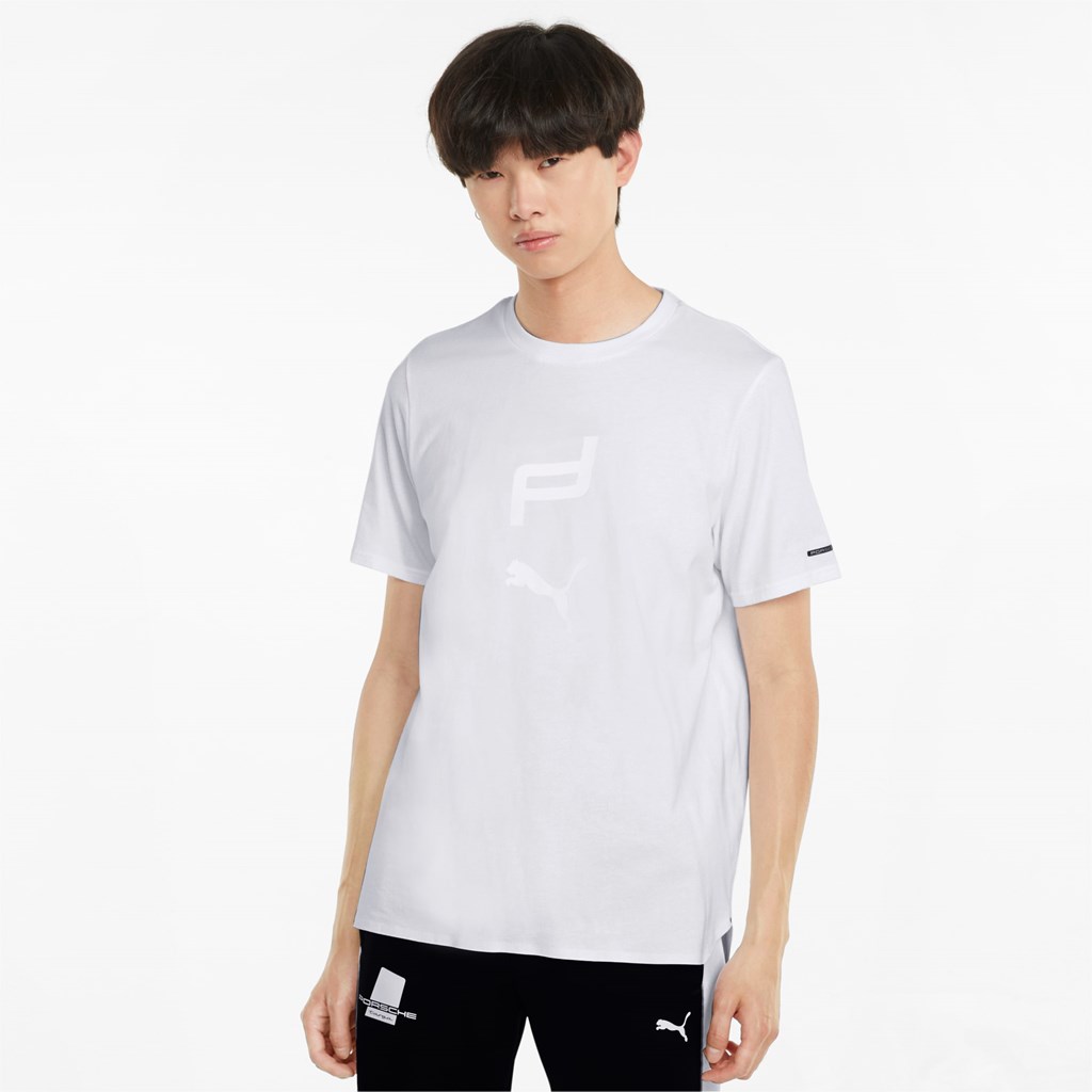 T Shirt Running Puma Porsche Design Graphic Homme Blanche | 7619528-PL