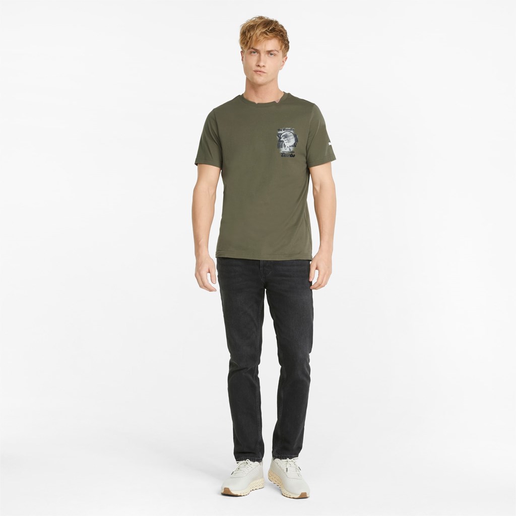 T Shirt Running Puma Porsche Legacy Graphic Homme Vert Foncé | 2416907-HV