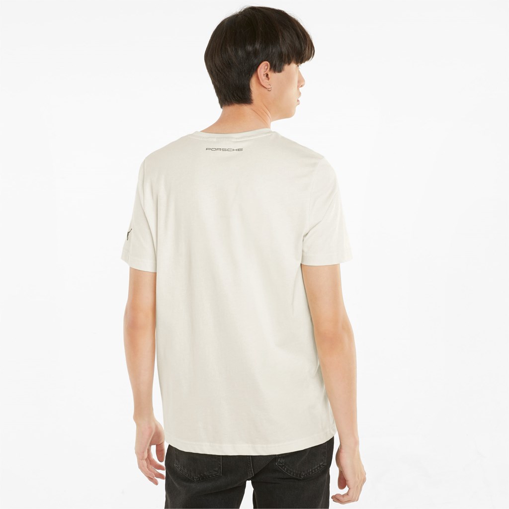 T Shirt Running Puma Porsche Legacy Logo Homme Ivory Glow | 3028974-UR