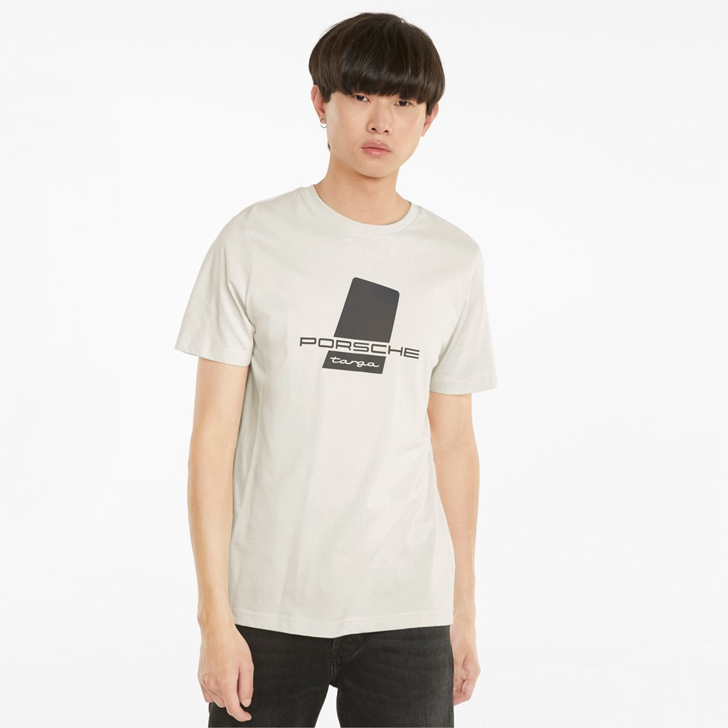 T Shirt Running Puma Porsche Legacy Logo Homme Ivory Glow | 3028974-UR