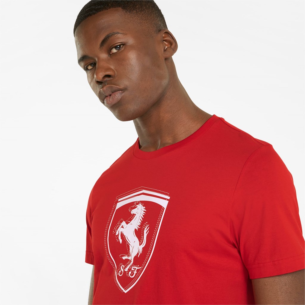 T Shirt Running Puma Scuderia Ferrari Race Tonal Shield Homme Rosso Corsa | 6129708-PL