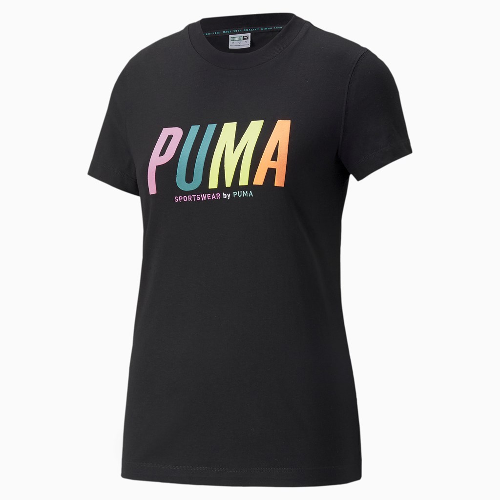 T Shirt Running Puma Sportswear by PUMA Graphic Femme Noir | 0276859-OK