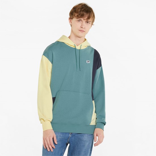 Sweat À Capuche Puma Downtown Colorblocked Homme Bleu | 9834210-FY