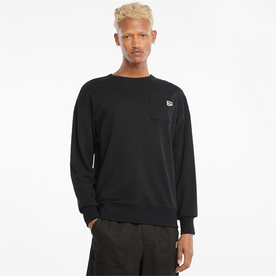 Sweatshirt Puma Downtown Crew Neck Homme Noir | RLPD36812