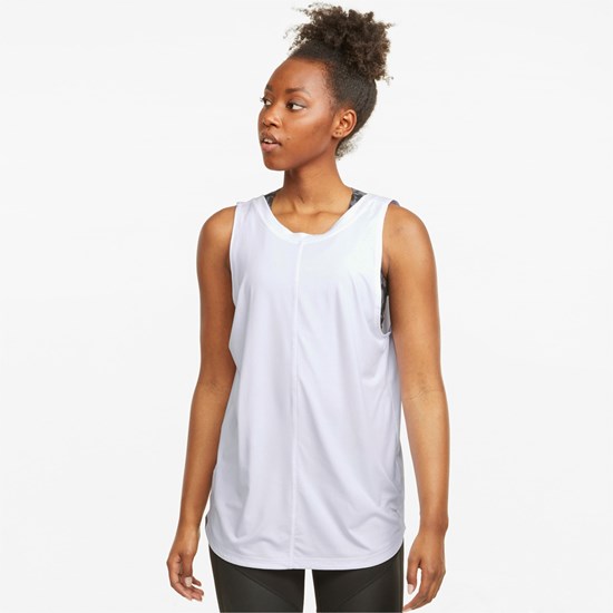 Tank Tops Puma CLOUDSPUN High Neck Course Femme Blanche | 9706215-QA