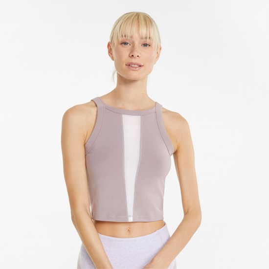 Tank Tops Puma Exhale Ribbed Course Femme Quail | 1543960-GF